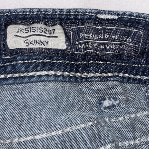 Miss Me Girls Denim Skinny Jeans Size 14 Raw Hem Mid Rise Medium Wash - Picture 4 of 7